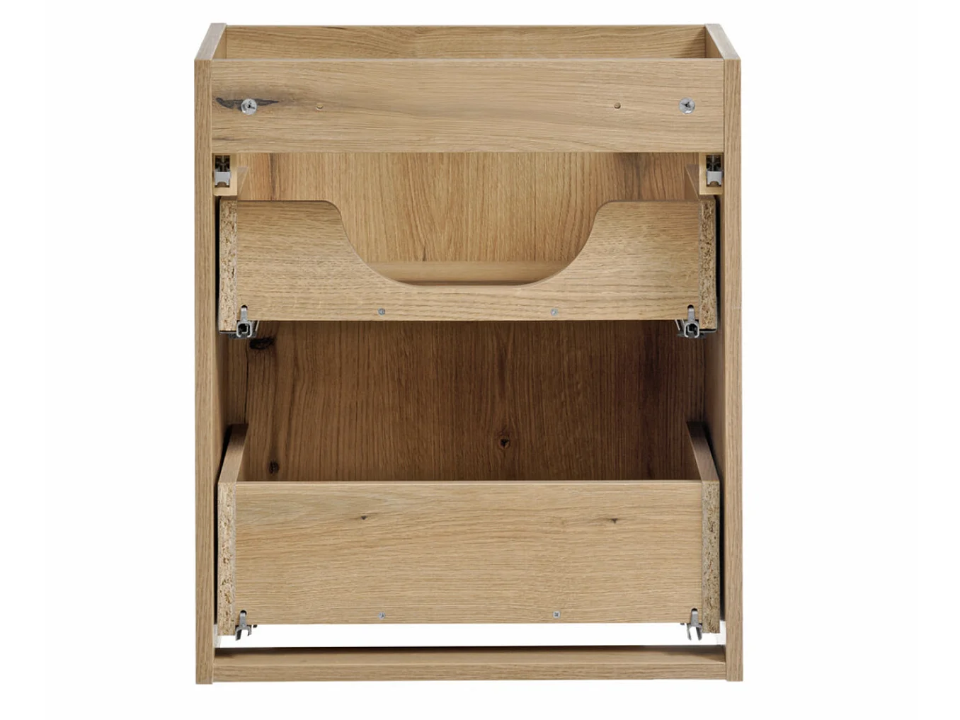 Meuble sous-vasque suspendu NOVA OAK 2 tiroirs avec plan de travail – Naturel et rangement pratique-Naturel-Largeur 50 cm
