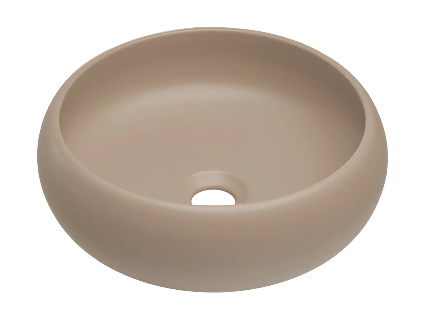 Meuble salle de bain suspendu 2 portes NOVA taupe – Vasque ronde cappuccino avec plan-Largeur 80 cm