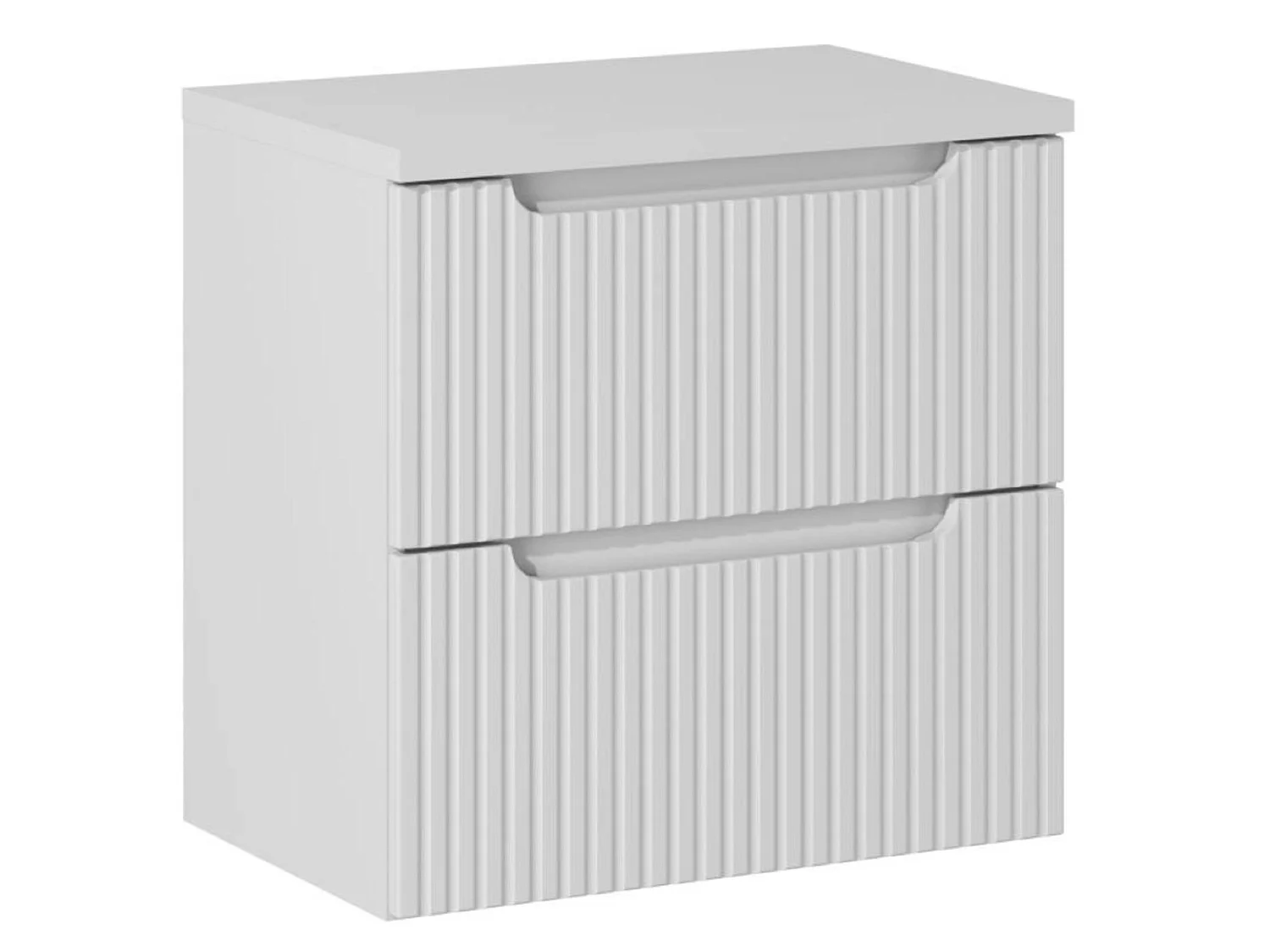 Meuble sous vasque suspendu 2 tiroirs avec plan NOVA-Blanc-Plateau Blanc-Largeur 60 cm