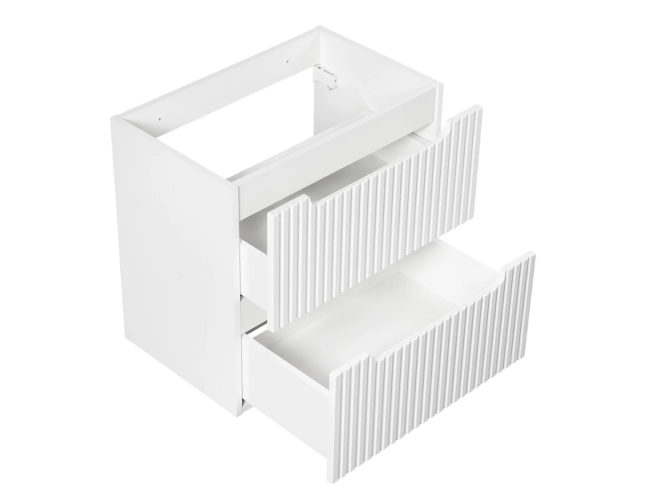Meuble sous vasque suspendu 2 tiroirs avec plan NOVA-Blanc-Plateau Blanc-Largeur 60 cm