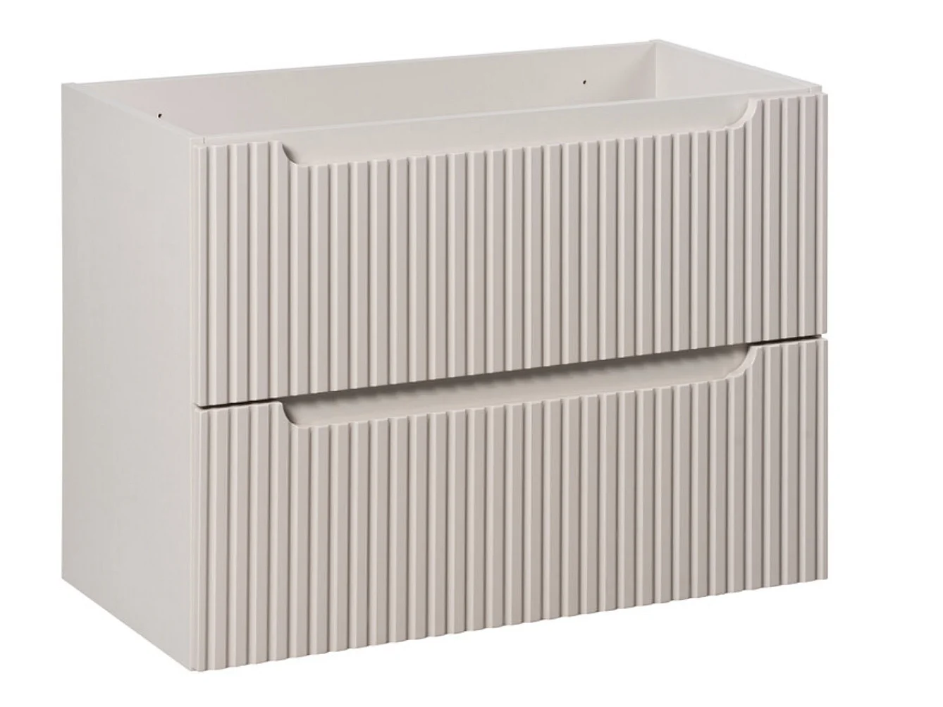 Meuble sous vasque suspendu 2 tiroirs avec plan NOVA-Taupe-Plateau Marron-Largeur 80 cm