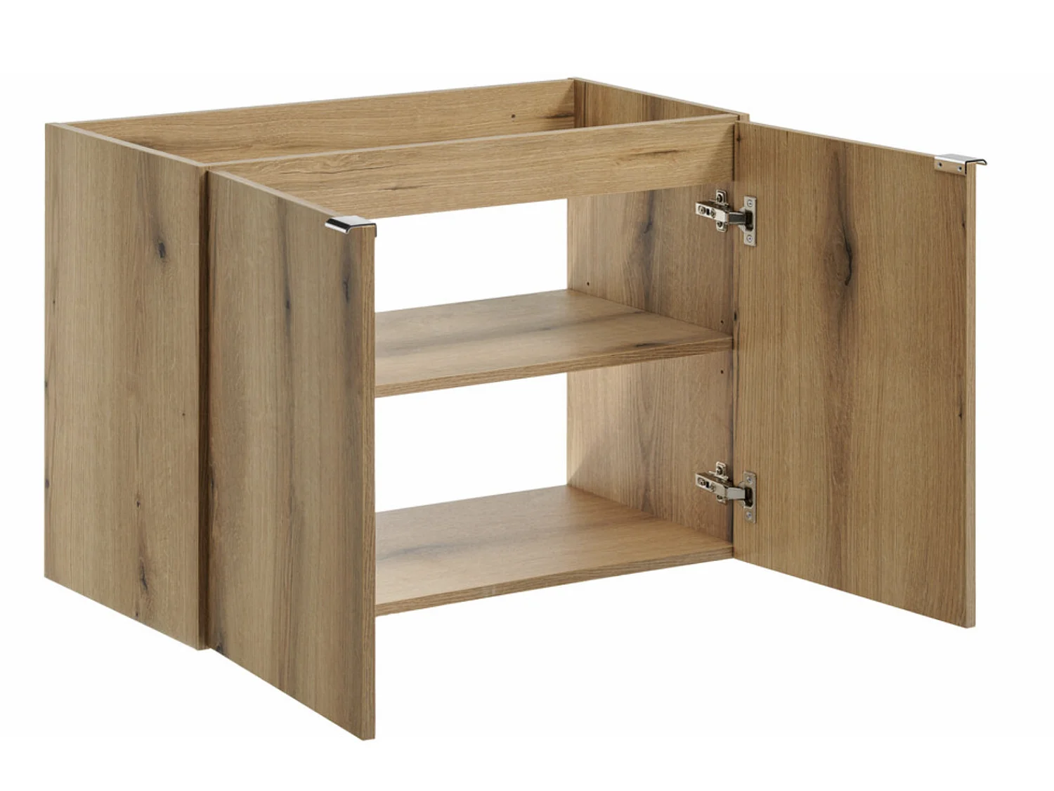 Meuble sous-vasque suspendu 2 portes avec plan NOVA OAK – Naturel et rangement pratique-Naturel/Blanc-Largeur 80 cm