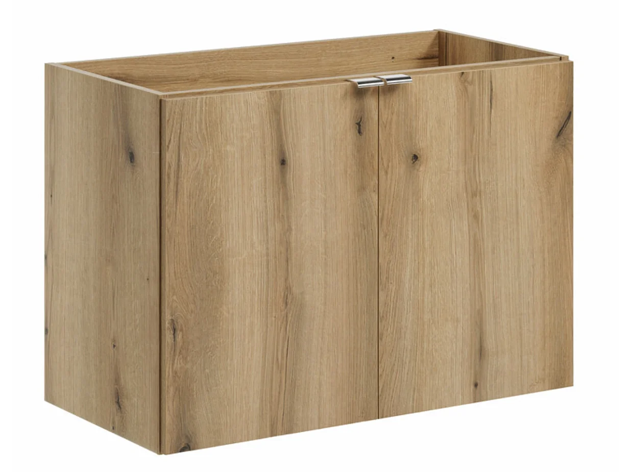 Meuble sous-vasque suspendu 2 portes avec plan NOVA OAK – Naturel et rangement pratique-Naturel/Blanc-Largeur 80 cm