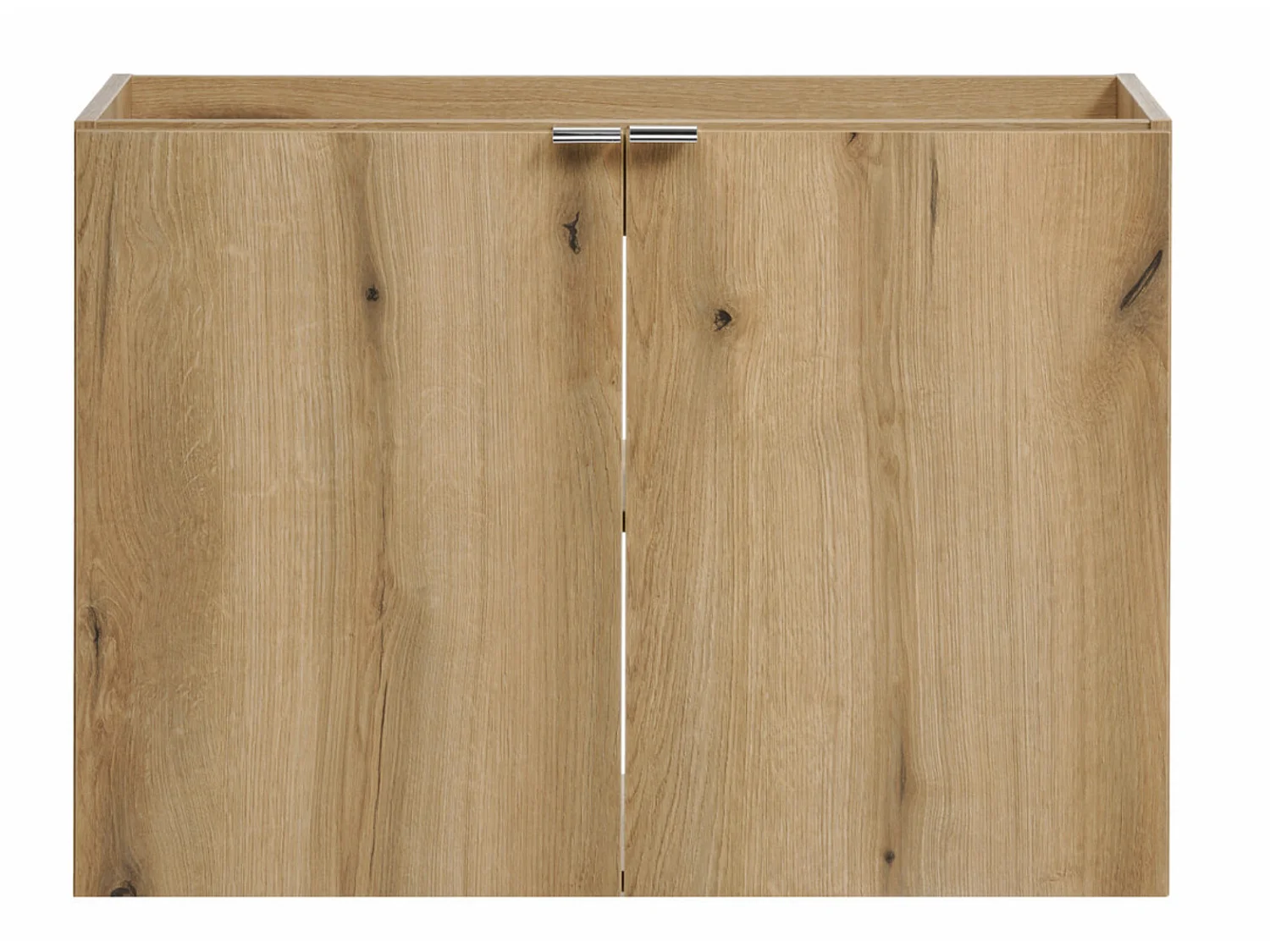 Meuble sous-vasque suspendu 2 portes avec plan NOVA OAK – Naturel et rangement pratique-Naturel/Blanc-Largeur 80 cm