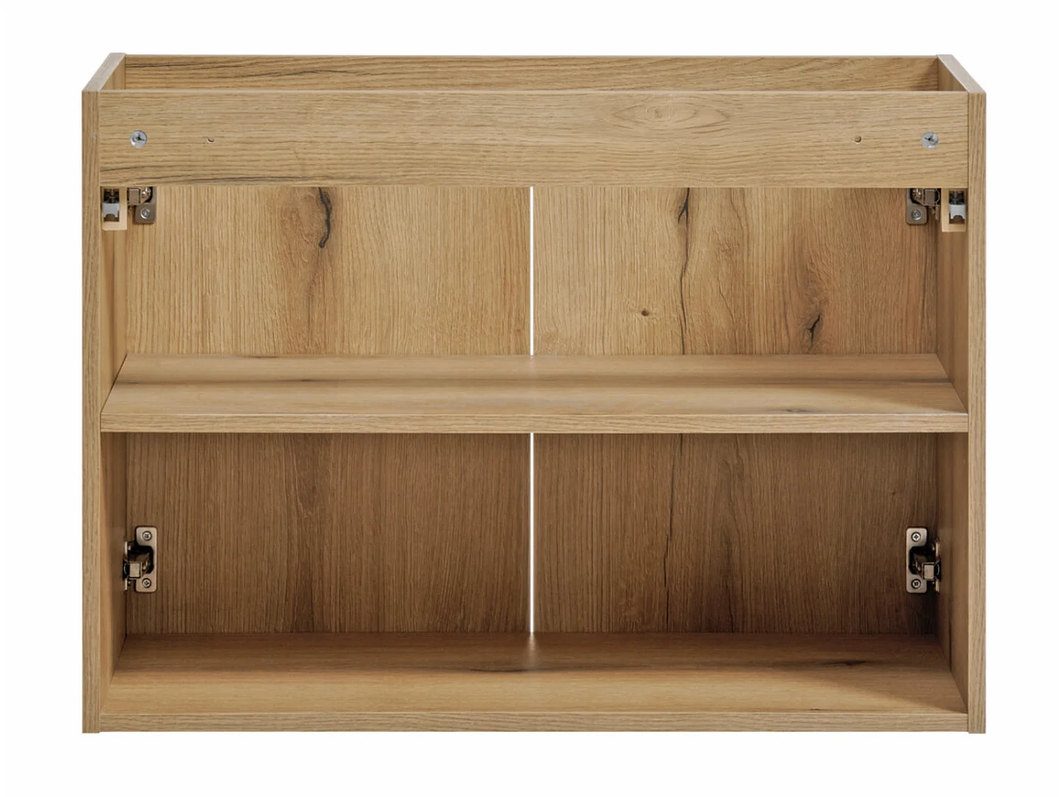 Meuble sous-vasque suspendu 2 portes avec plan NOVA OAK – Naturel et rangement pratique-Naturel/Blanc-Largeur 80 cm