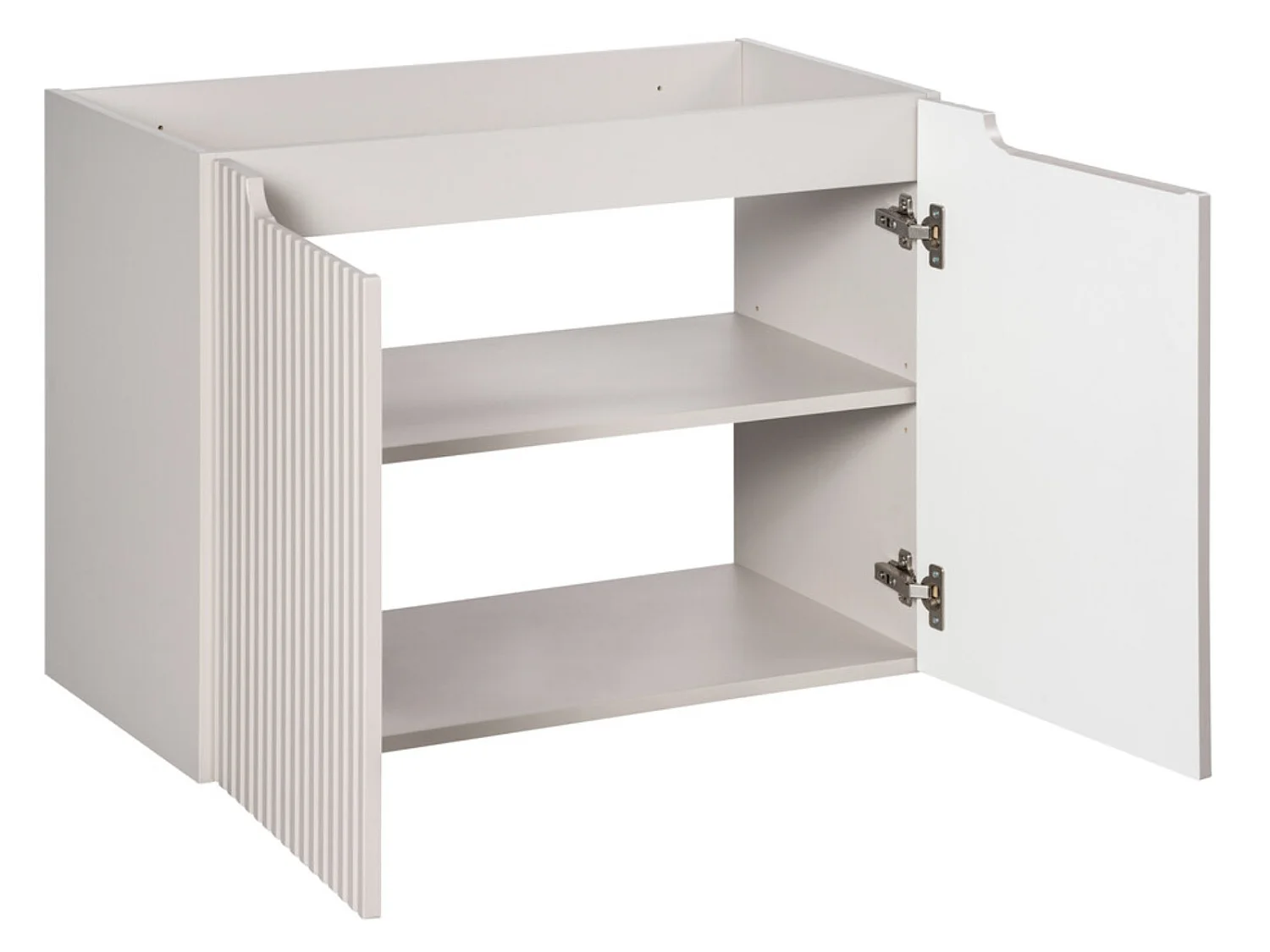 Meuble sous vasque suspendu 2 portes avec plan NOVA-Taupe-Plateau Naturel-Largeur 60 cm