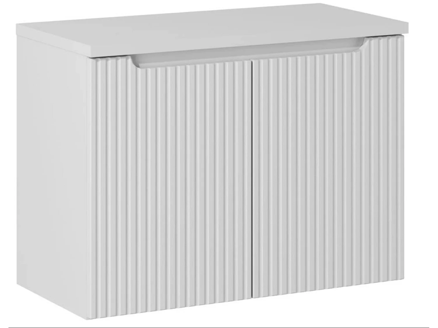 Meuble sous vasque suspendu 2 portes avec plan NOVA-Blanc-Plateau Blanc-Largeur 80 cm
