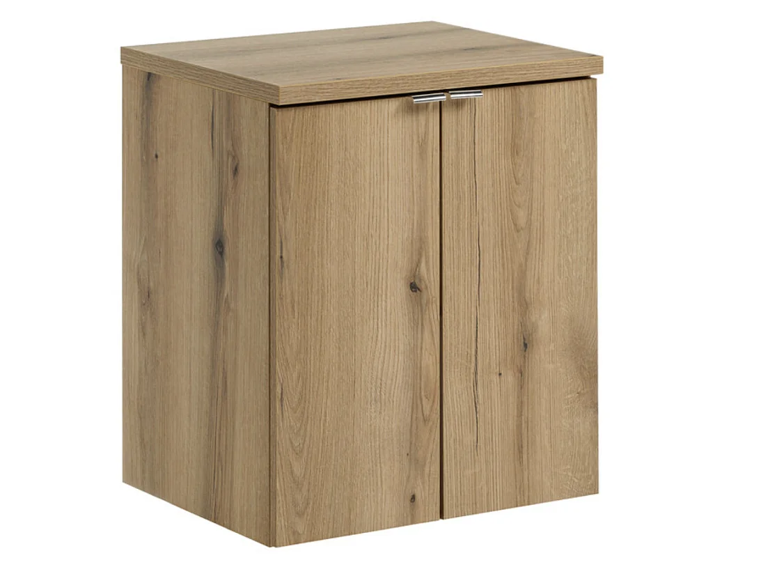 Meuble sous-vasque suspendu 2 portes avec plan NOVA OAK – Naturel et rangement pratique-Naturel-Largeur 60 cm