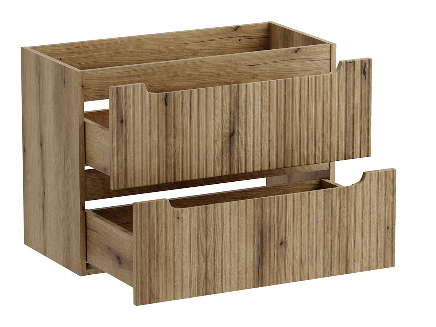 Meuble sous vasque suspendu 2 tiroirs avec plan NOVA-Naturel-Plateau Naturel-Largeur 80 cm