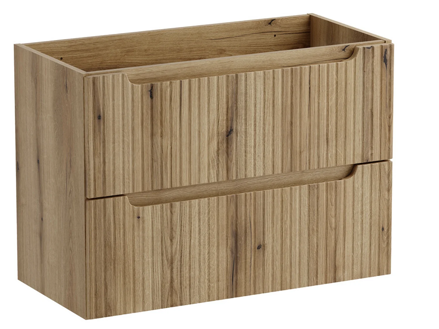 Meuble sous vasque suspendu 2 tiroirs avec plan NOVA-Naturel-Plateau Naturel-Largeur 80 cm