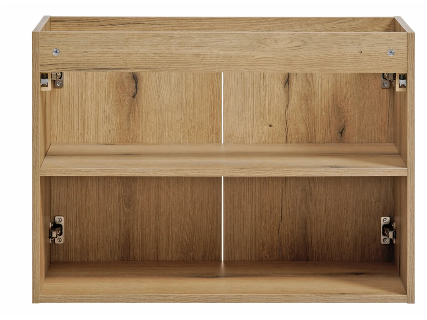 Meuble sous-vasque suspendu 2 portes avec plan NOVA OAK – Naturel et rangement pratique-Naturel/Noir-Largeur 80 cm