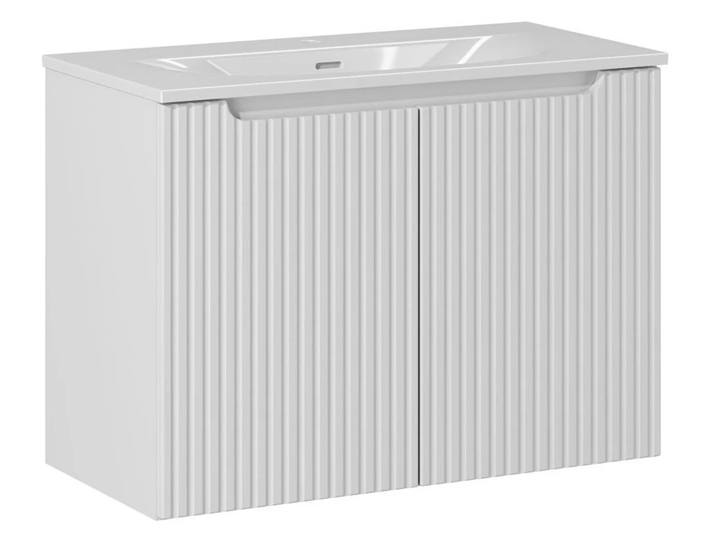 Meuble suspendu 2 portes avec vasque encastrée NOVA-Blanc-Largeur 80 cm