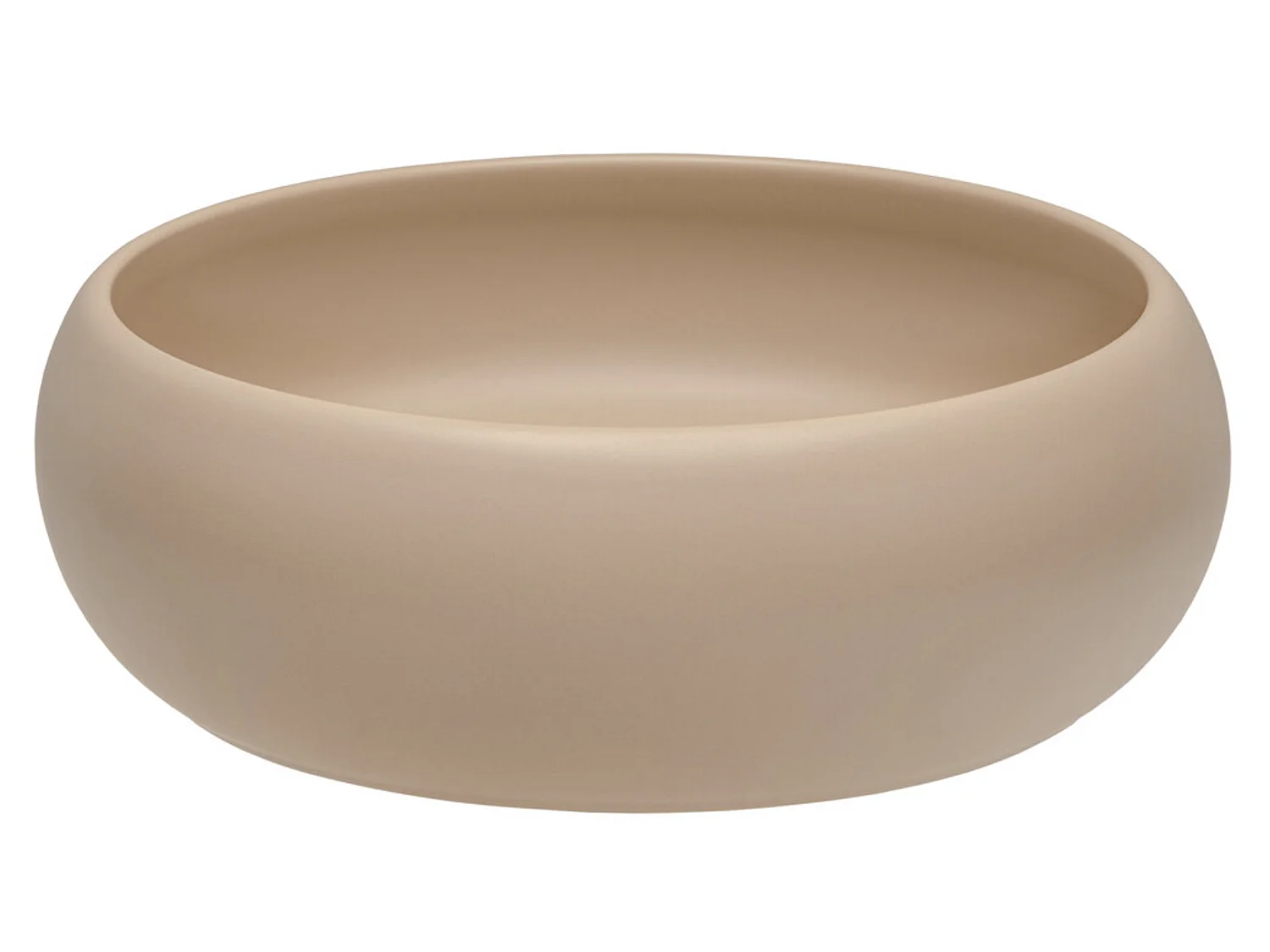 Meuble salle de bain suspendu 2 portes NOVA taupe – Vasque ronde cappuccino avec plan-Largeur 60 cm
