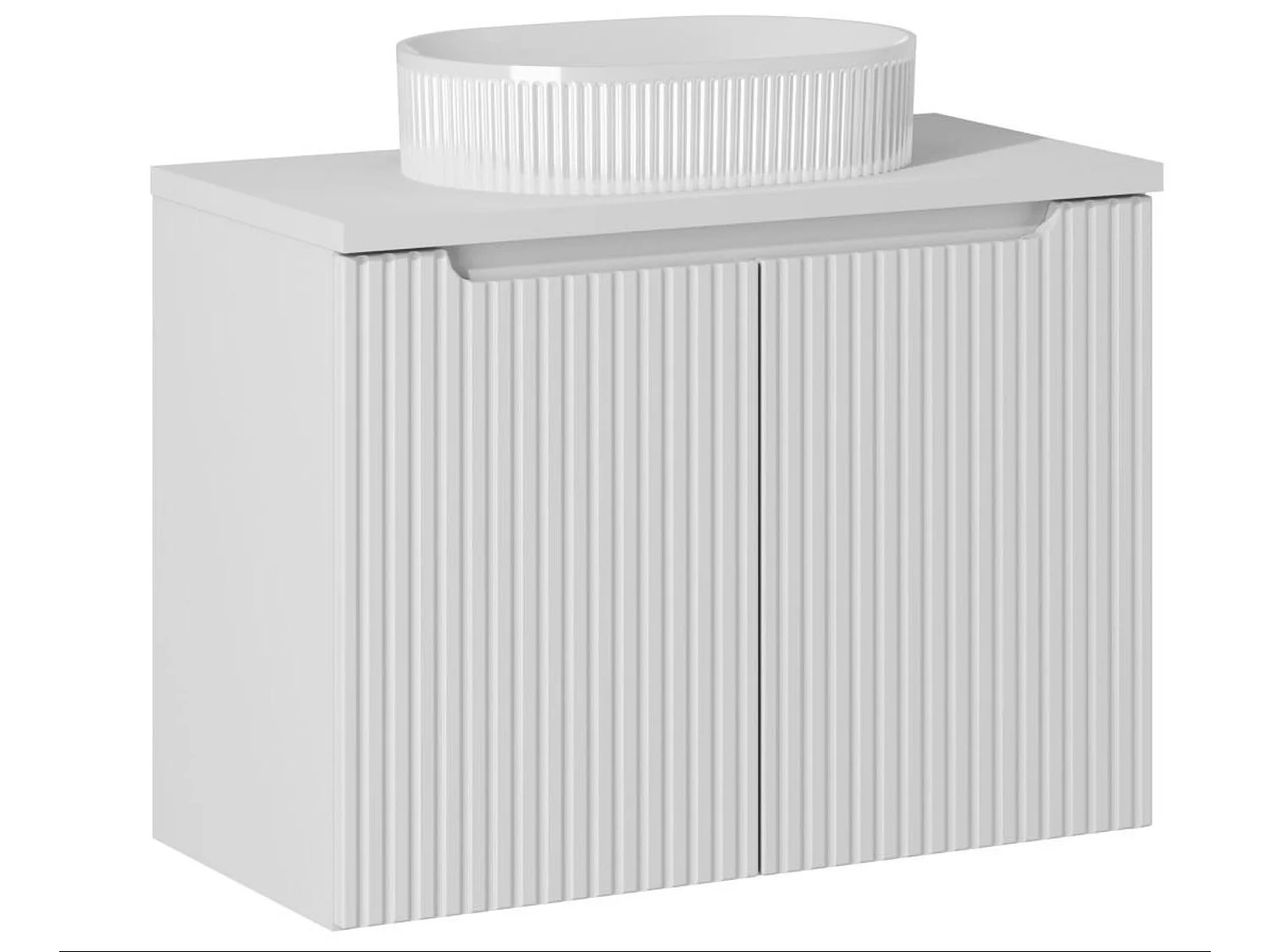 Meuble suspendu 2 portes avec vasque ovale blanche NOVA-Blanc-Largeur 60 cm