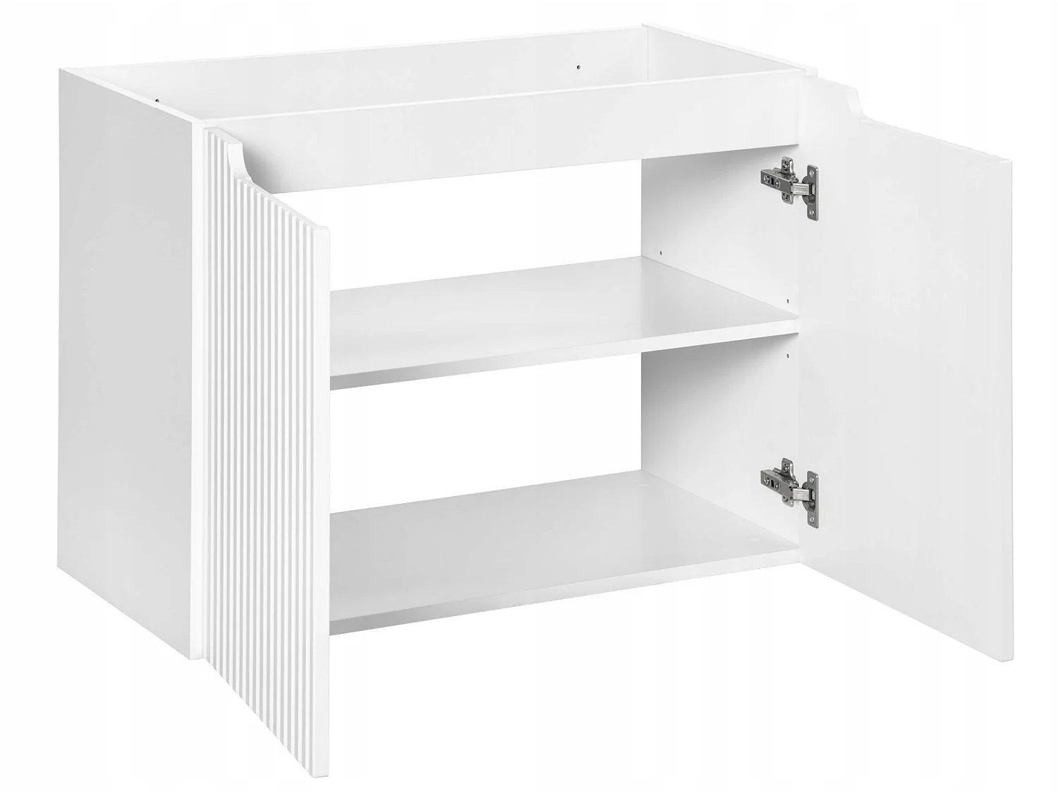Meuble suspendu 2 portes avec vasque ovale blanche NOVA-Blanc-Largeur 60 cm