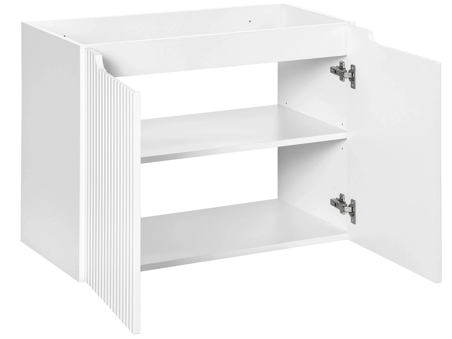 Meuble sous vasque suspendu 2 portes avec plan NOVA-Blanc-Plateau Naturel-Largeur 60 cm