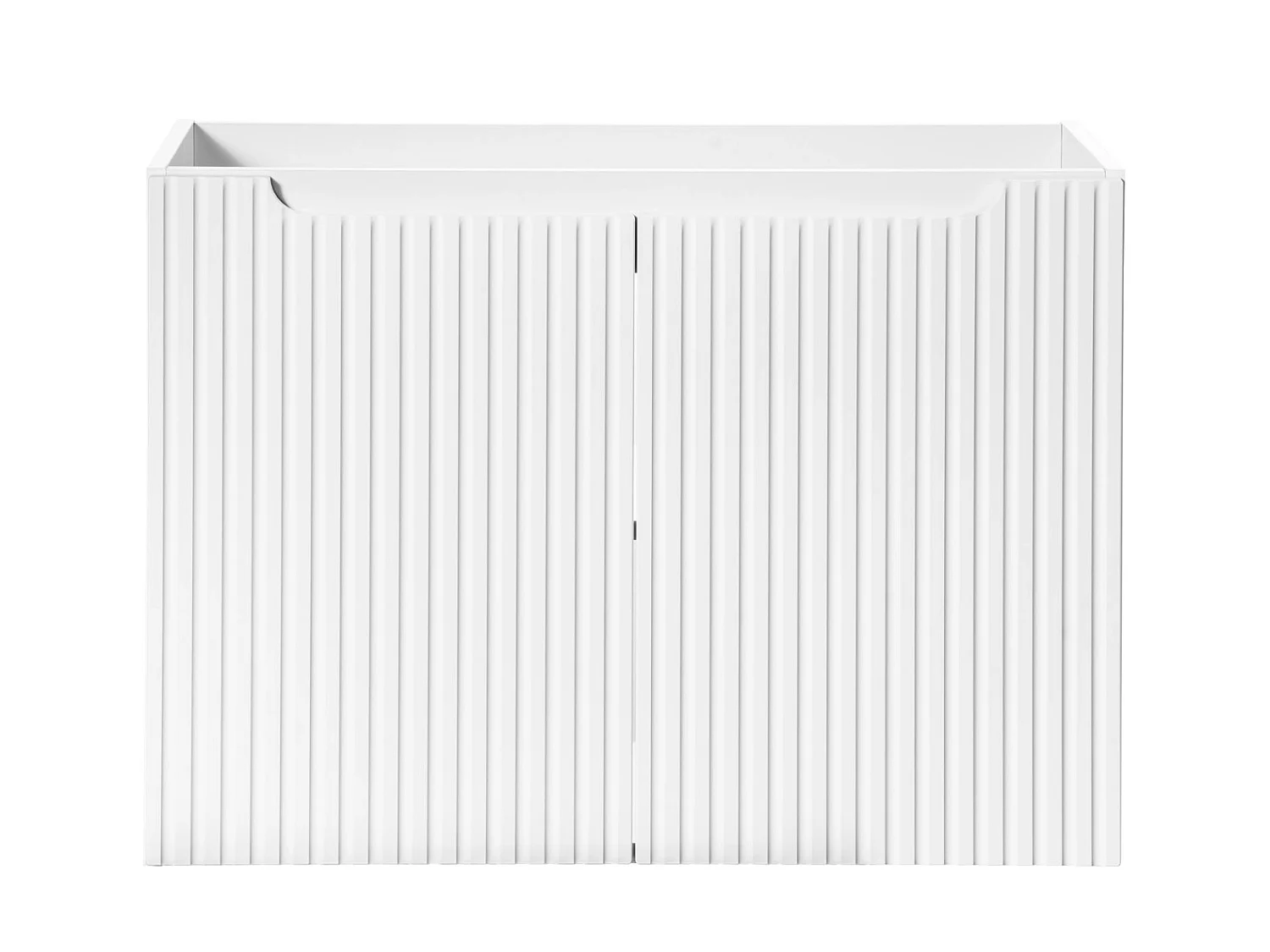 Meuble sous vasque suspendu 2 portes avec plan NOVA-Blanc-Plateau Naturel-Largeur 60 cm