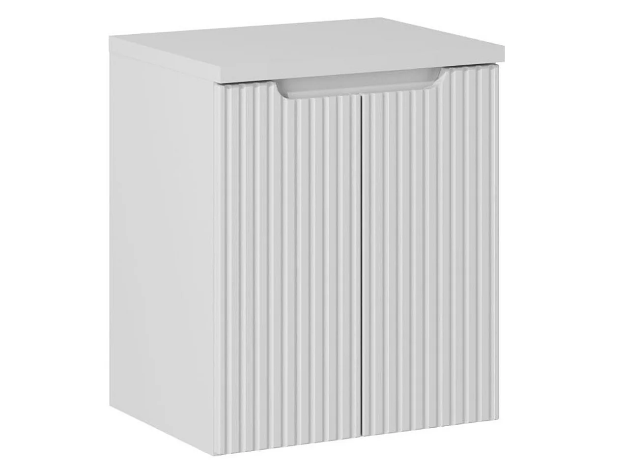 Meuble sous vasque suspendu 2 portes avec plan NOVA-Blanc-Plateau Blanc-Largeur 50 cm