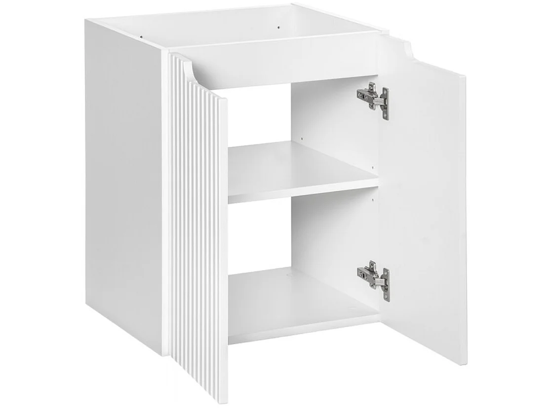 Meuble sous vasque suspendu 2 portes avec plan NOVA-Blanc-Plateau Blanc-Largeur 50 cm