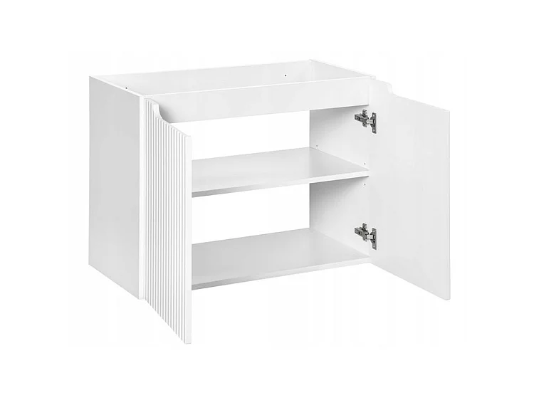 Meuble suspendu 2 portes avec vasque ovale blanche NOVA-Blanc-Largeur 80 cm