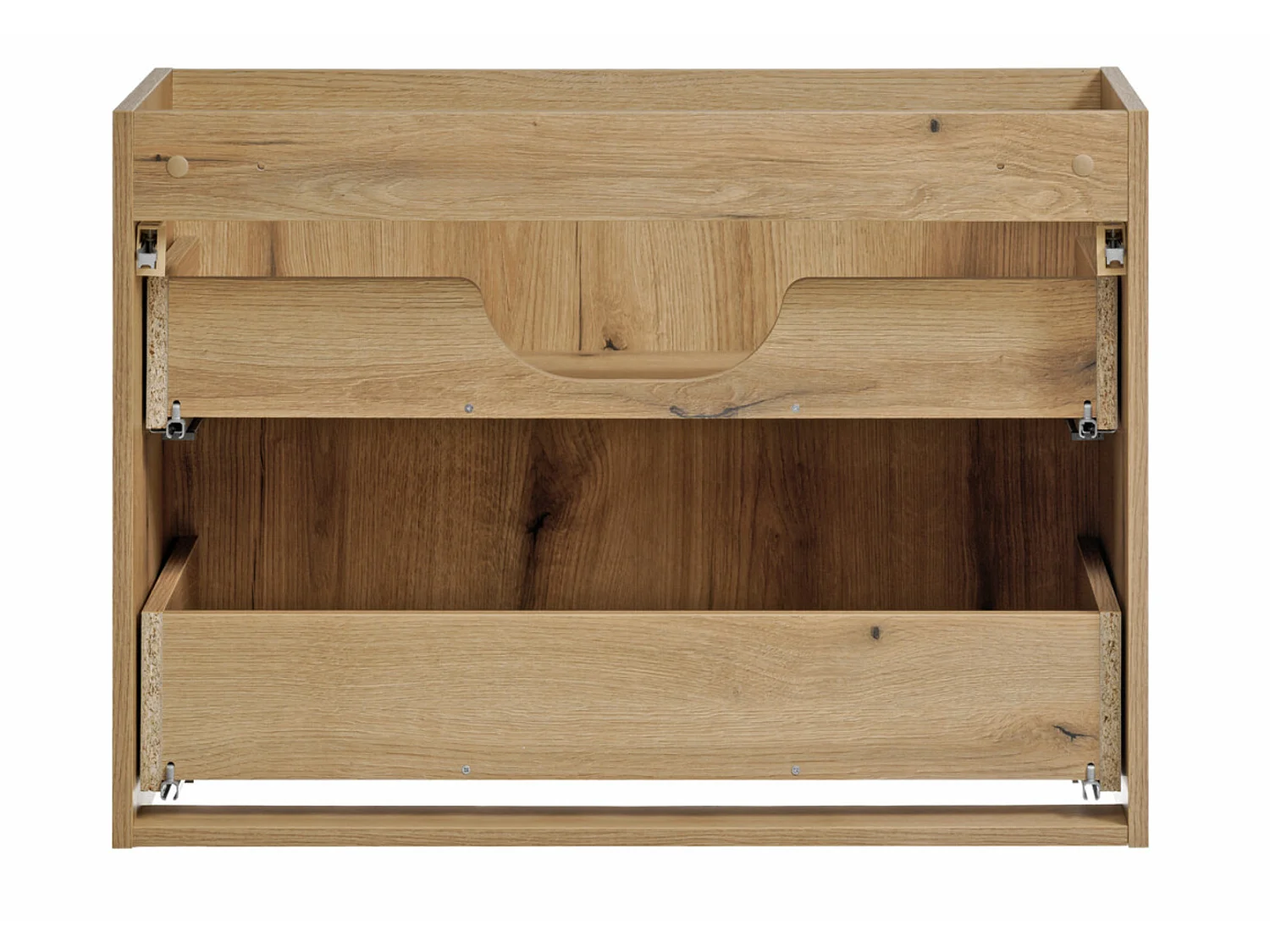 Meuble sous-vasque suspendu NOVA OAK 2 tiroirs avec plan de travail – Naturel et rangement pratique-Naturel-Largeur 80 cm