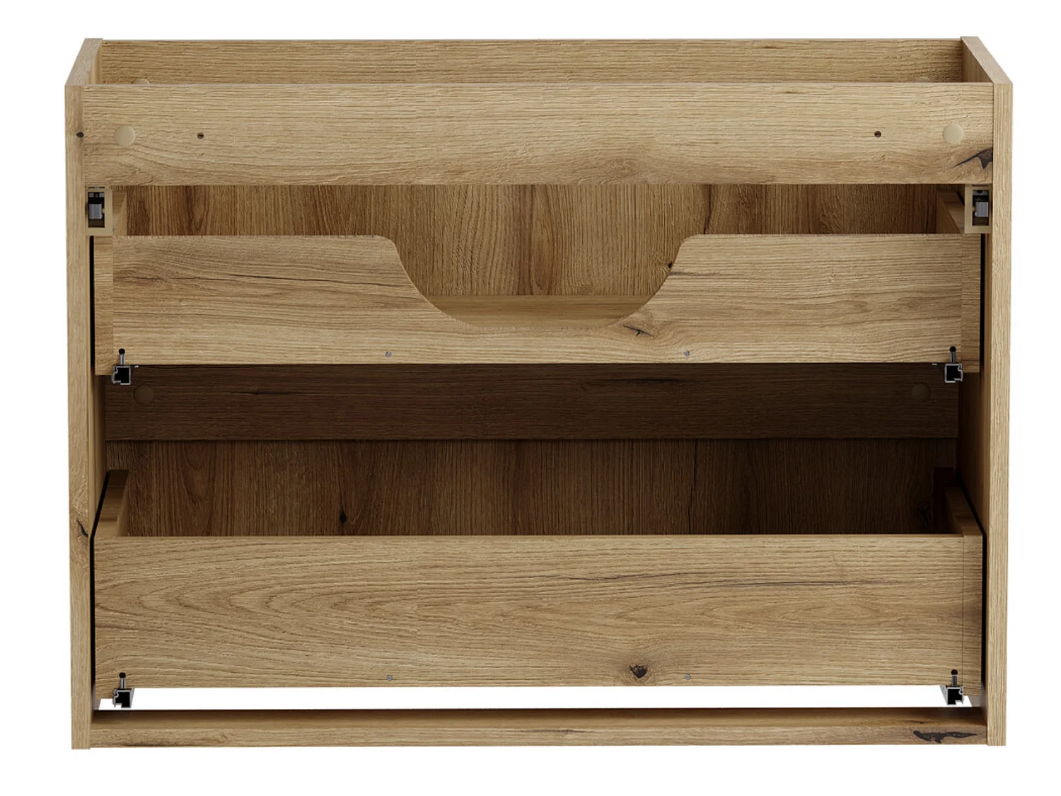 Meuble salle de bain suspendu 80cm NOVA – 2 tiroirs, étagère et plan de travail-Naturel