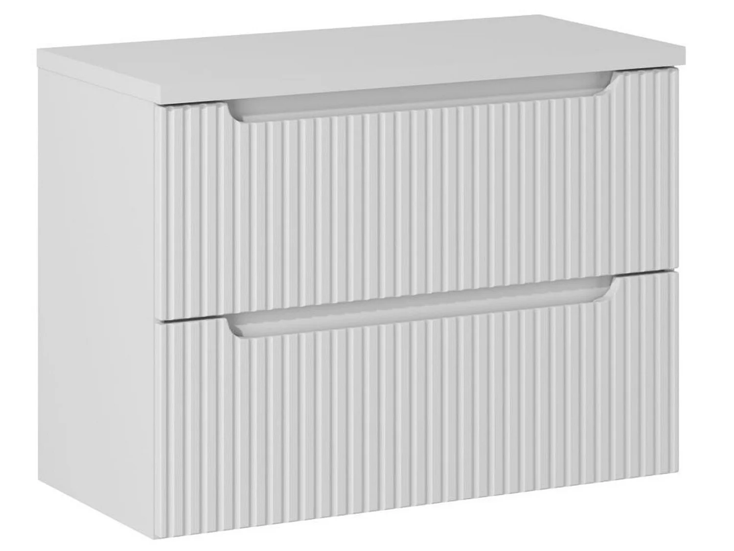 Meuble suspendu 2 tiroirs avec vasque ovale blanche NOVA-Blanc-Largeur 80 cm