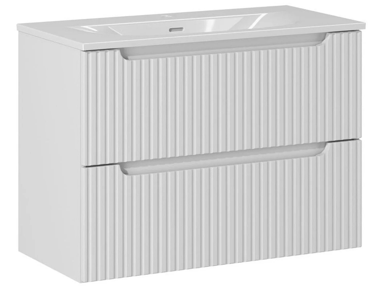 Meuble suspendu 2 tiroirs avec vasque encastrée NOVA-Blanc-Largeur 80 cm