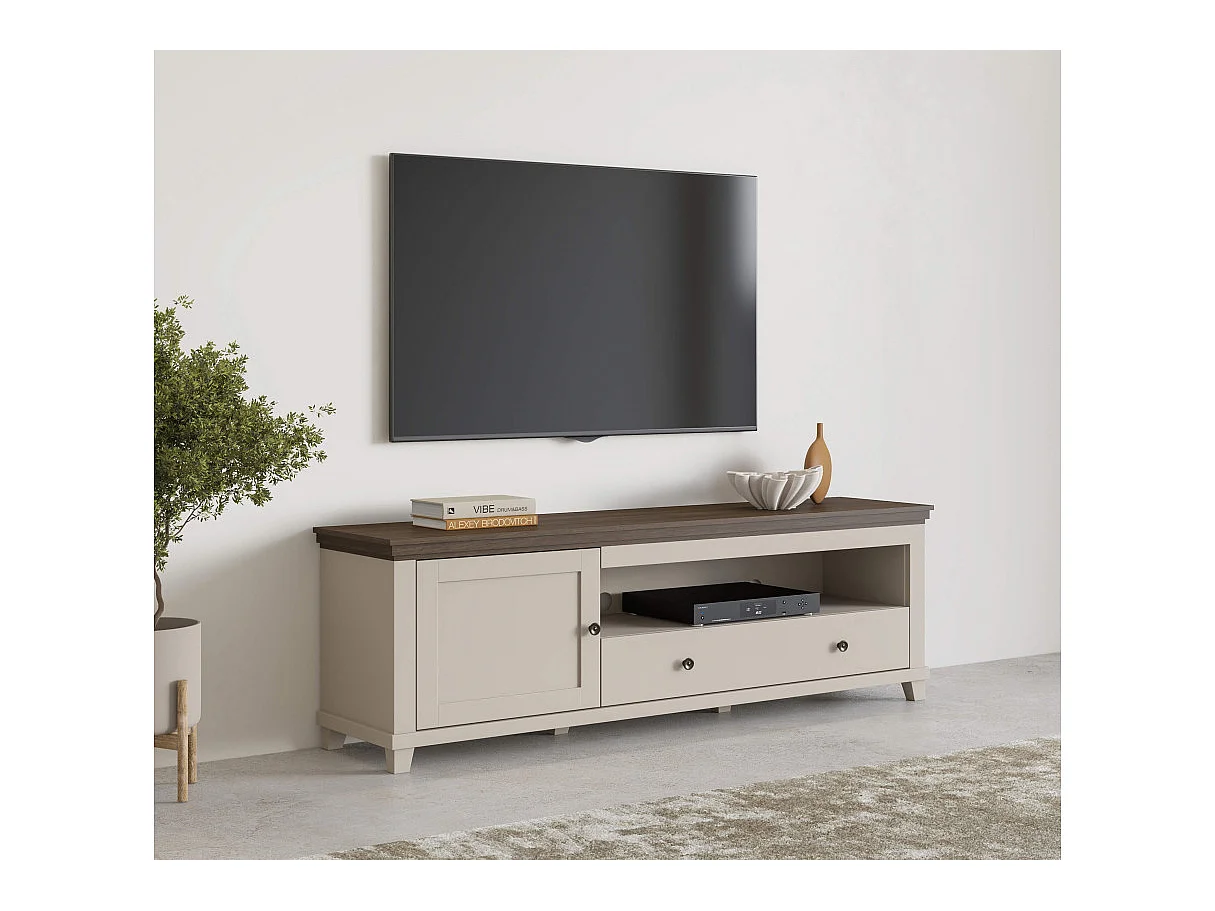 TV-bänk 1 dörr 1 låda 181 cm Martin Beige och Trä