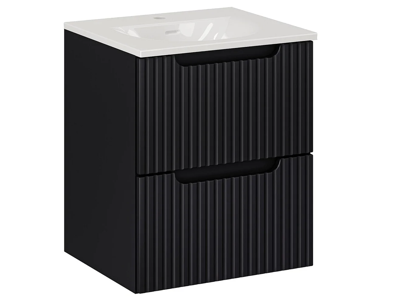 Meuble suspendu 2 tiroirs avec vasque encastrée NOVA-Noir-Largeur 50 cm