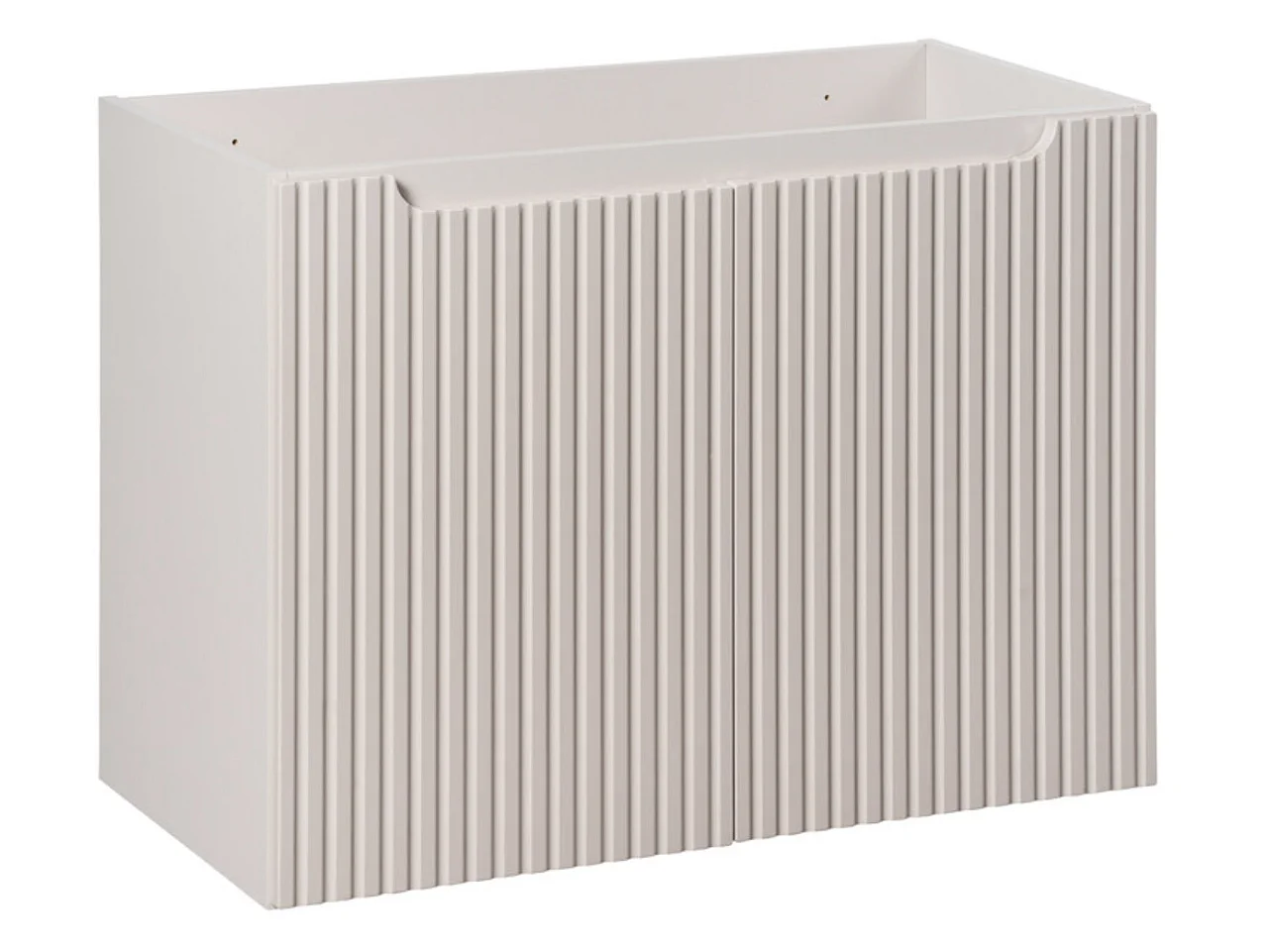 Meuble sous vasque suspendu 2 portes avec plan NOVA-Taupe-Plateau Blanc-Largeur 80 cm