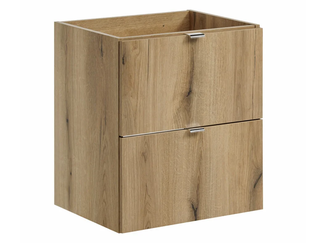 Meuble sous-vasque suspendu NOVA OAK 2 tiroirs avec plan de travail – Naturel et rangement pratique-Naturel/Blanc-Largeur 60 cm