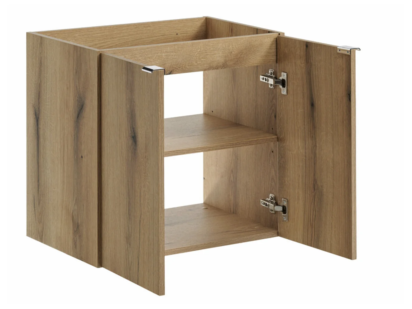 Meuble de salle de bain suspendu 2 portes avec plan de travail NOVA 80cm-Naturel