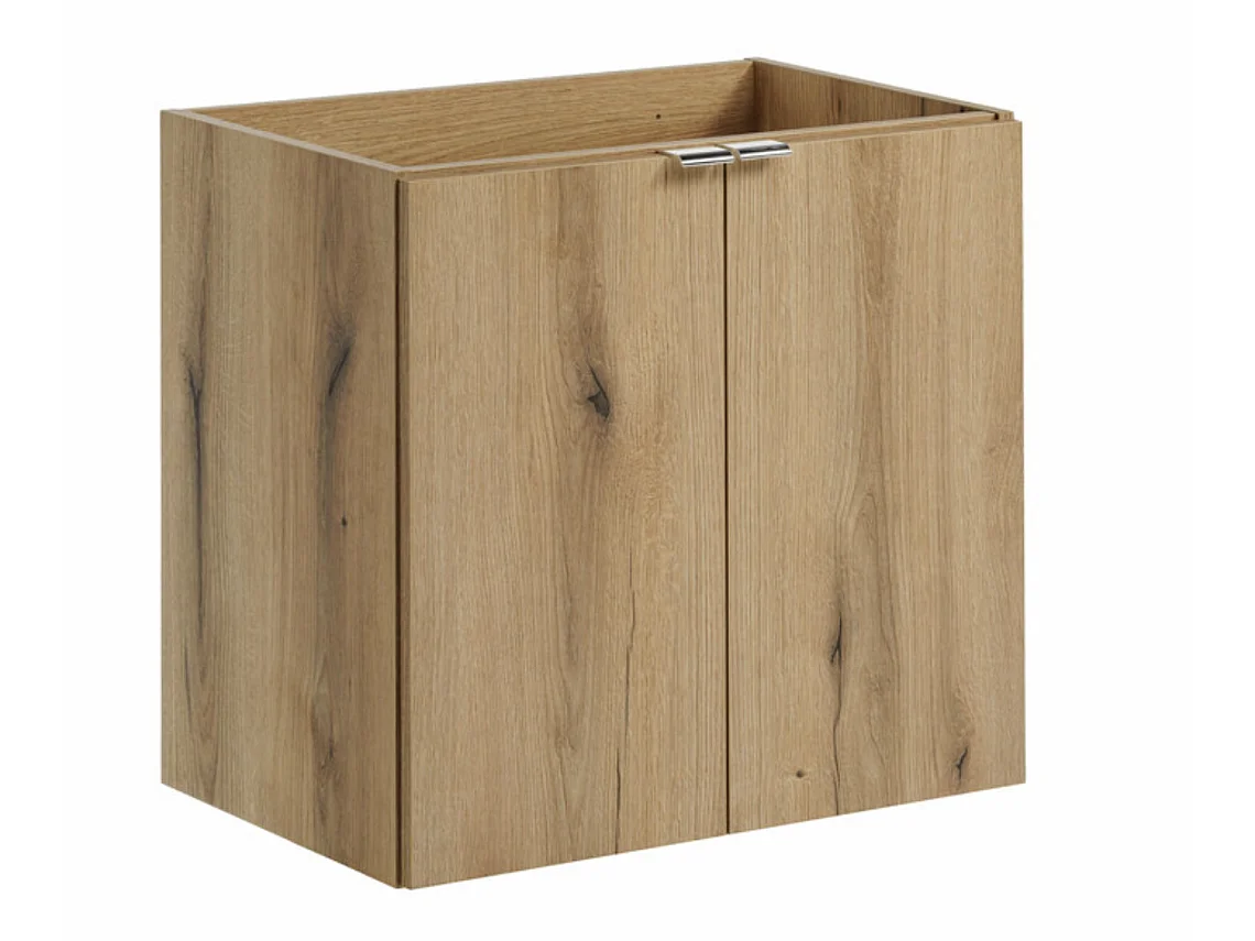 Meuble de salle de bain suspendu 2 portes avec plan de travail NOVA 80cm-Naturel