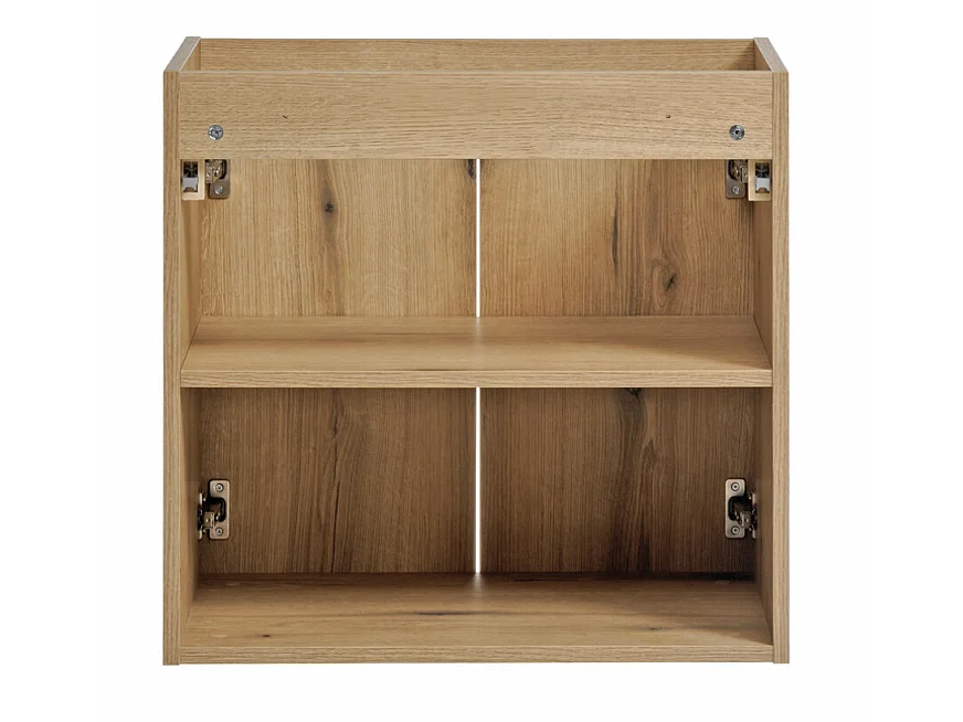 Meuble de salle de bain suspendu 2 portes avec plan de travail NOVA 80cm-Naturel