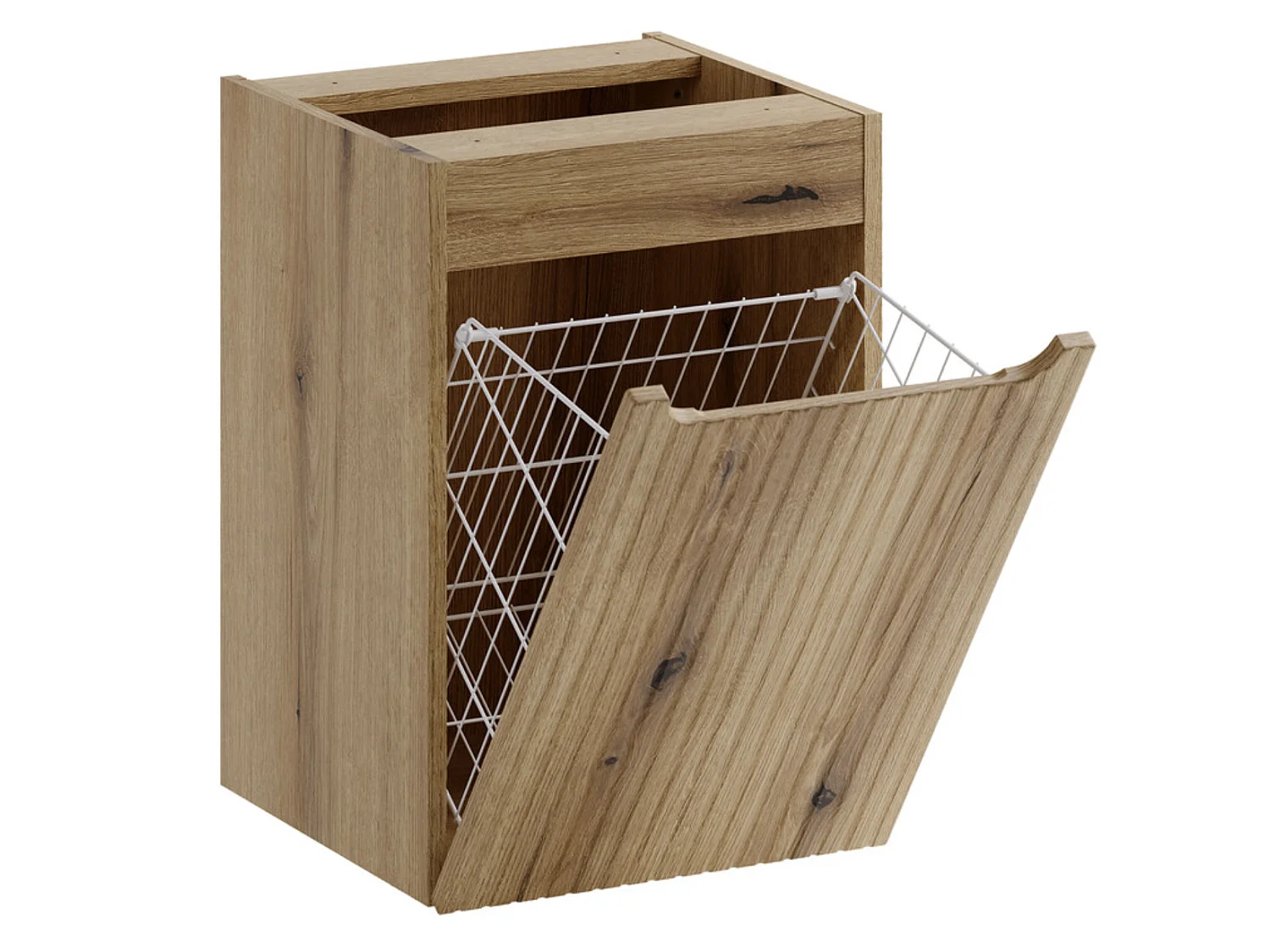 Mueble de pared NOVA de 100 cm con cesta para la ropa, unidad de 2 cajones y encimera.-Natural