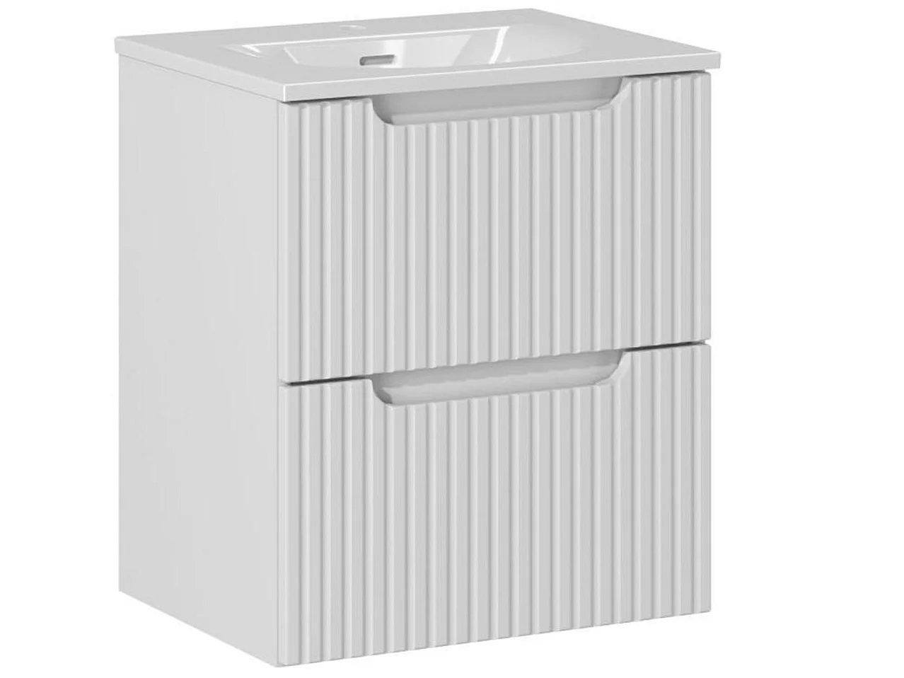 Meuble suspendu 2 tiroirs avec vasque encastrée NOVA-Blanc-Largeur 50 cm
