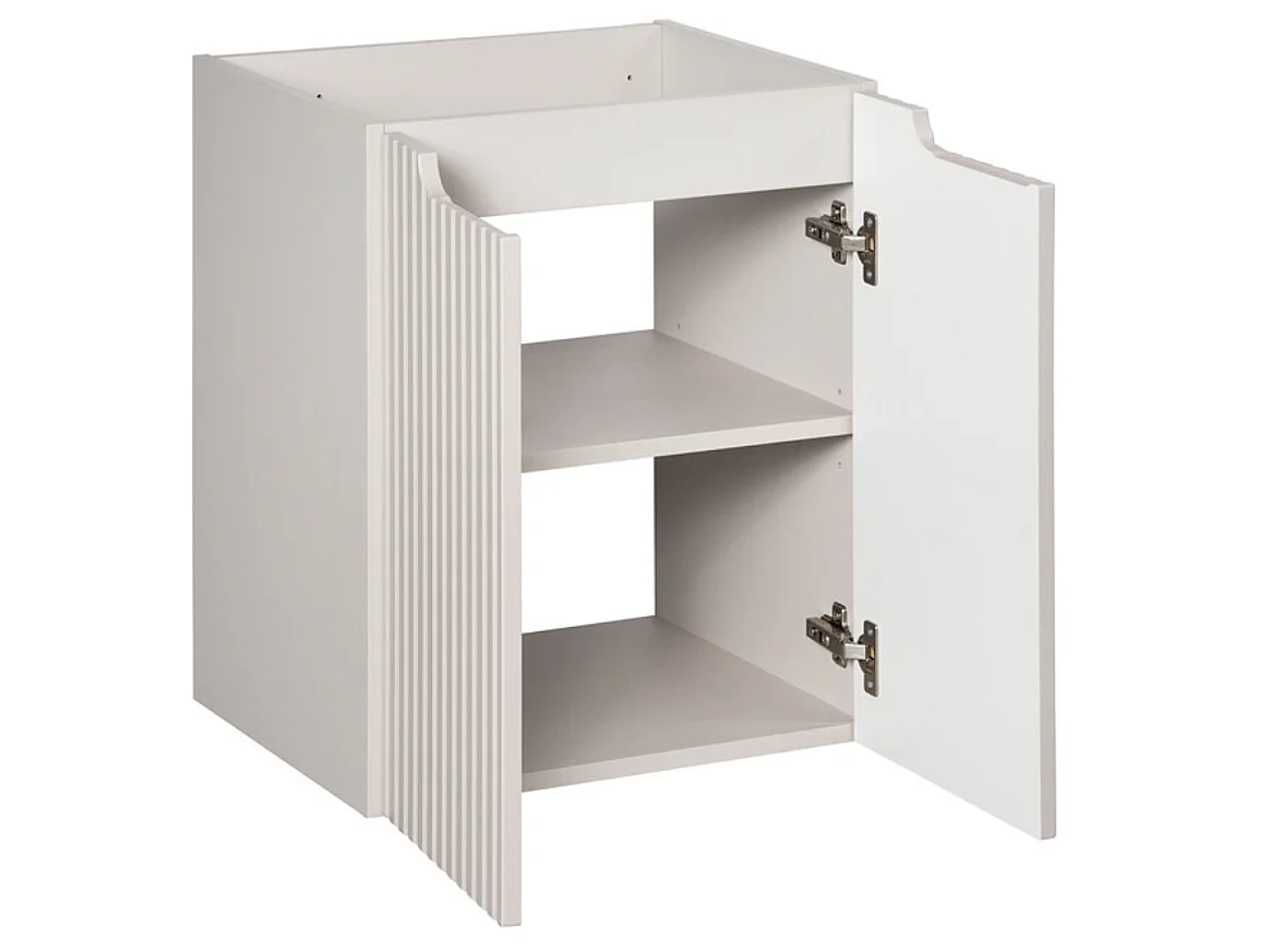 Meuble salle de bain suspendu 2 portes NOVA taupe – Vasque ronde cappuccino avec plan-Largeur 50 cm