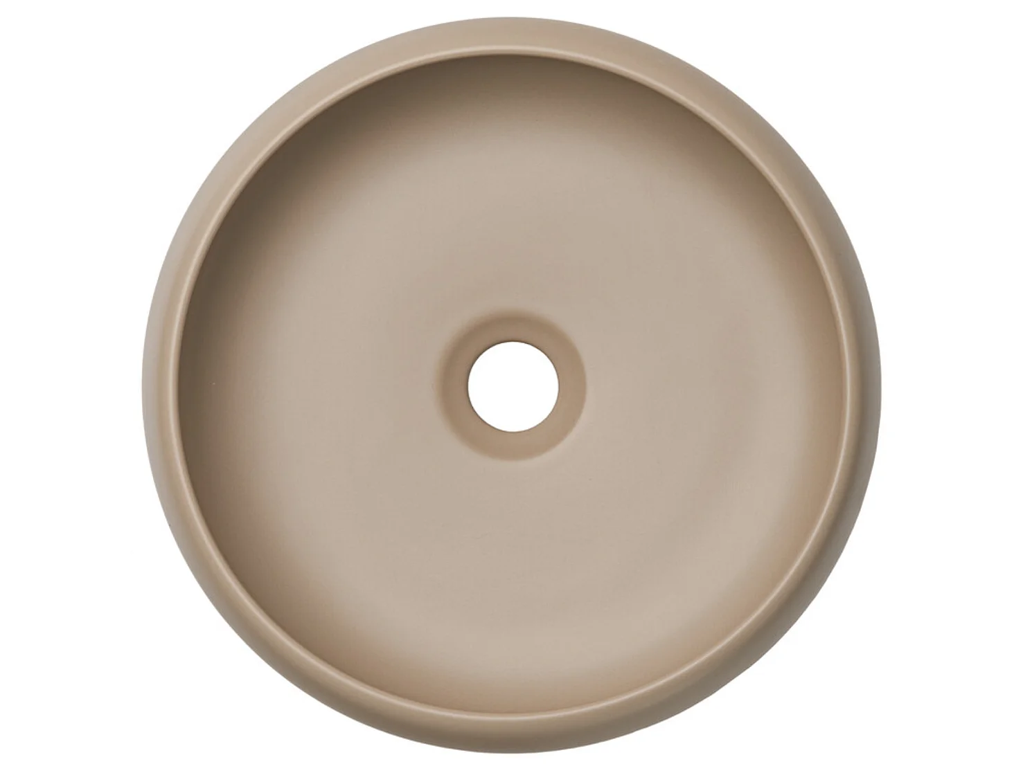 Meuble salle de bain suspendu 2 portes NOVA taupe – Vasque ronde cappuccino avec plan-Largeur 50 cm