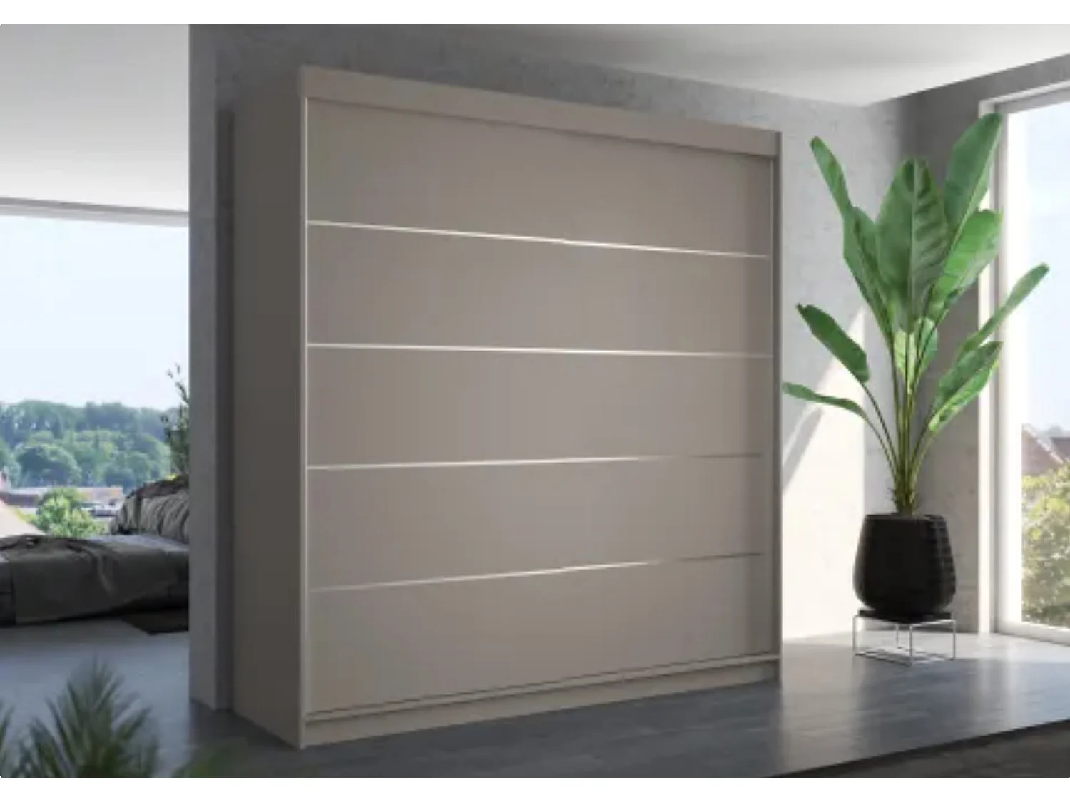 Armario VONA de 200 cm para dormitorio de adulto – Diseño contemporáneo-Topo