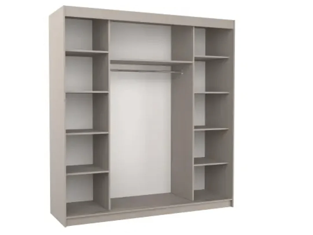 Armario VONA de 200 cm para dormitorio de adulto – Diseño contemporáneo-Topo