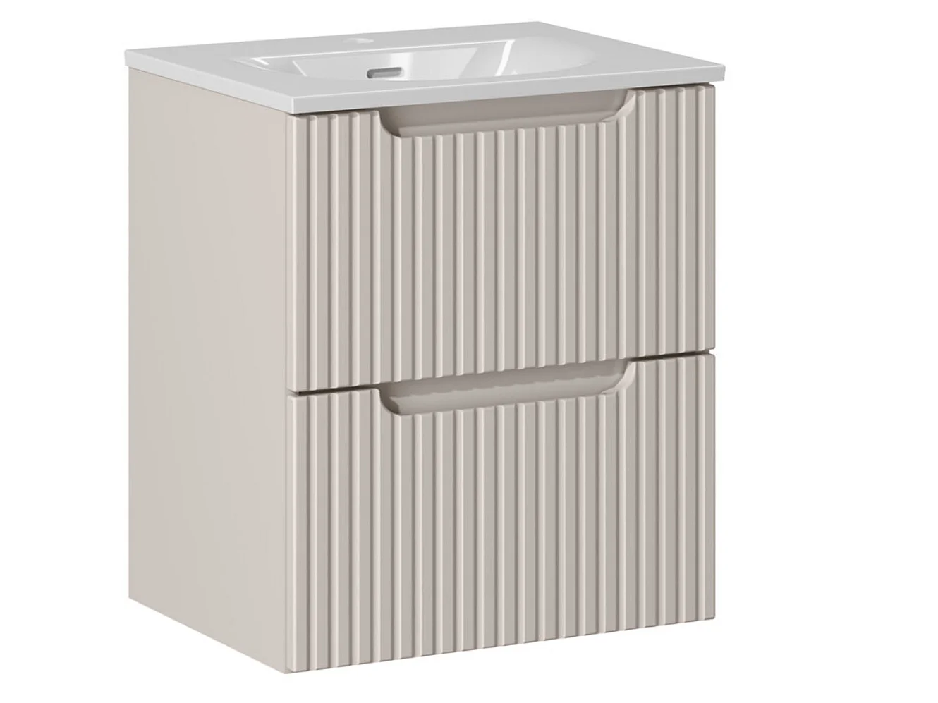 Meuble suspendu 2 tiroirs avec vasque encastrée NOVA-Taupe-Largeur 50 cm
