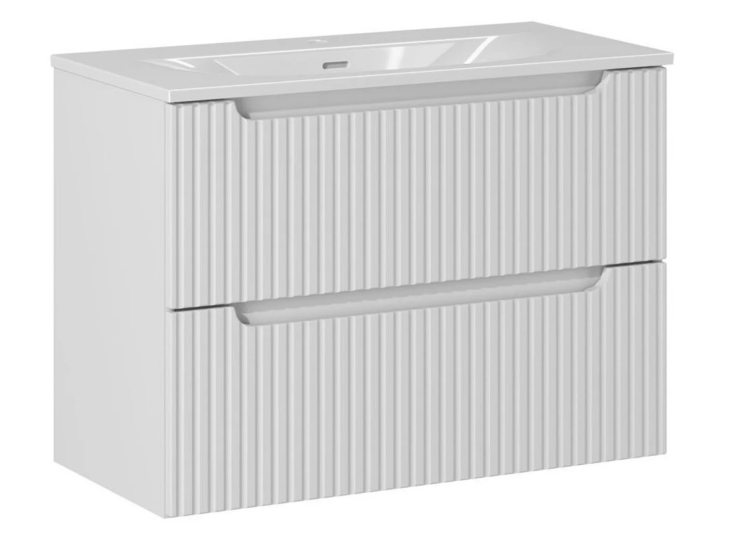 Meuble suspendu 2 tiroirs avec vasque encastrée NOVA-Taupe-Largeur 50 cm