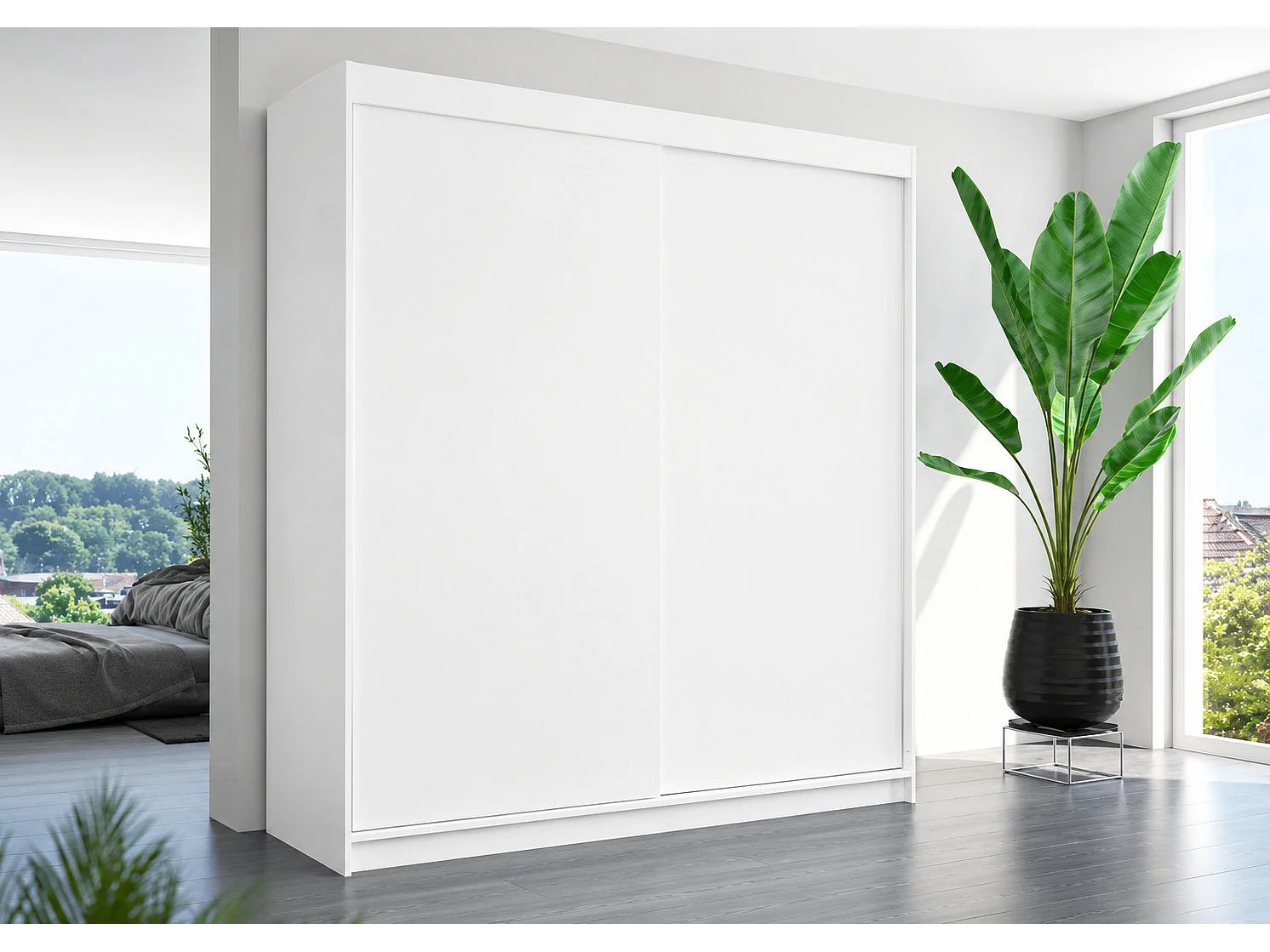 Armario para dormitorio de adulto TERIKA de 200 cm – Gran capacidad-Topo