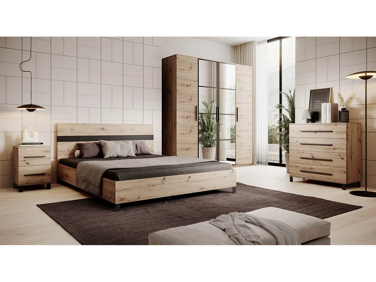Armoire 4 portes avec miroir ADEN – Élégance, rangement et design moderne