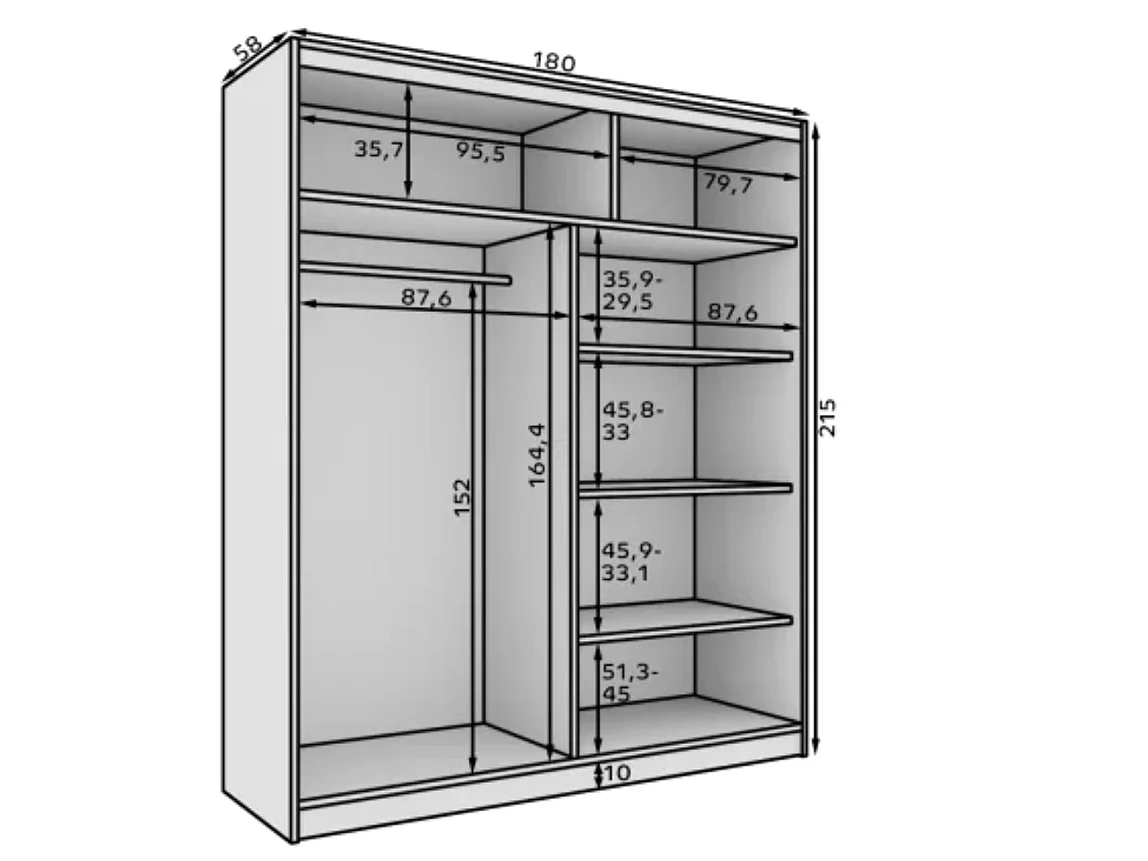 Armoire coulissante 2 portes ANLY 180cm – Dressing moderne-Beige