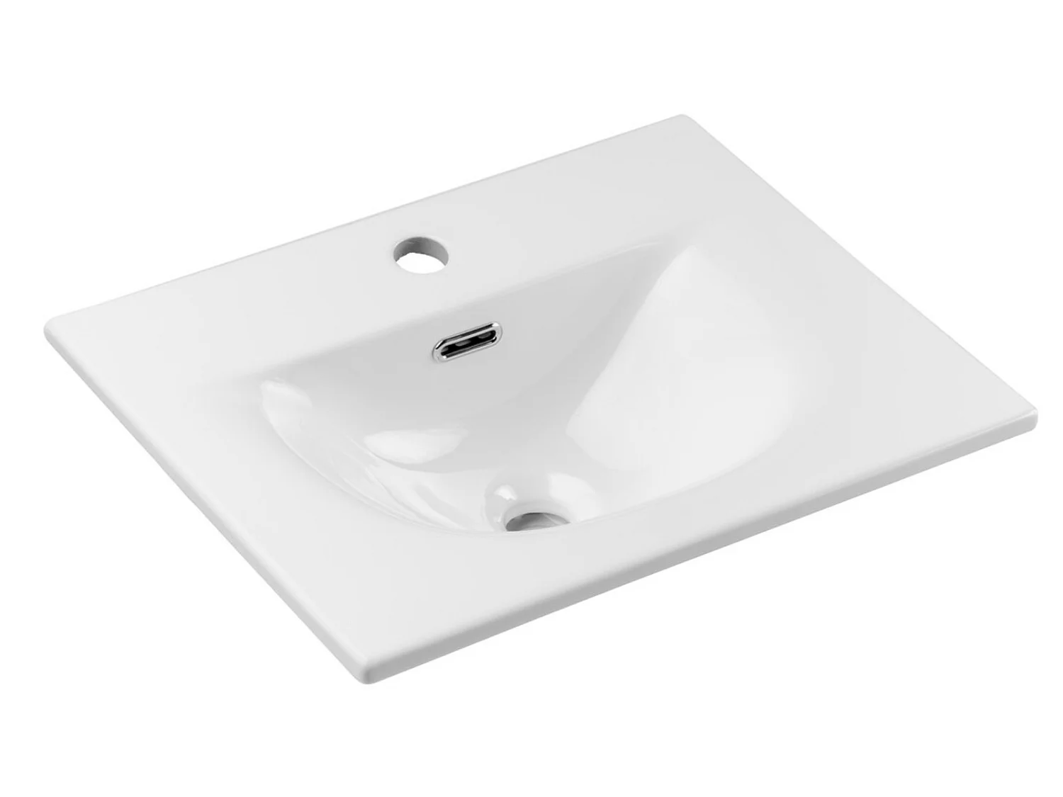 Meuble suspendu 2 tiroirs avec vasque encastrée NOVA-Naturel-Largeur 80 cm