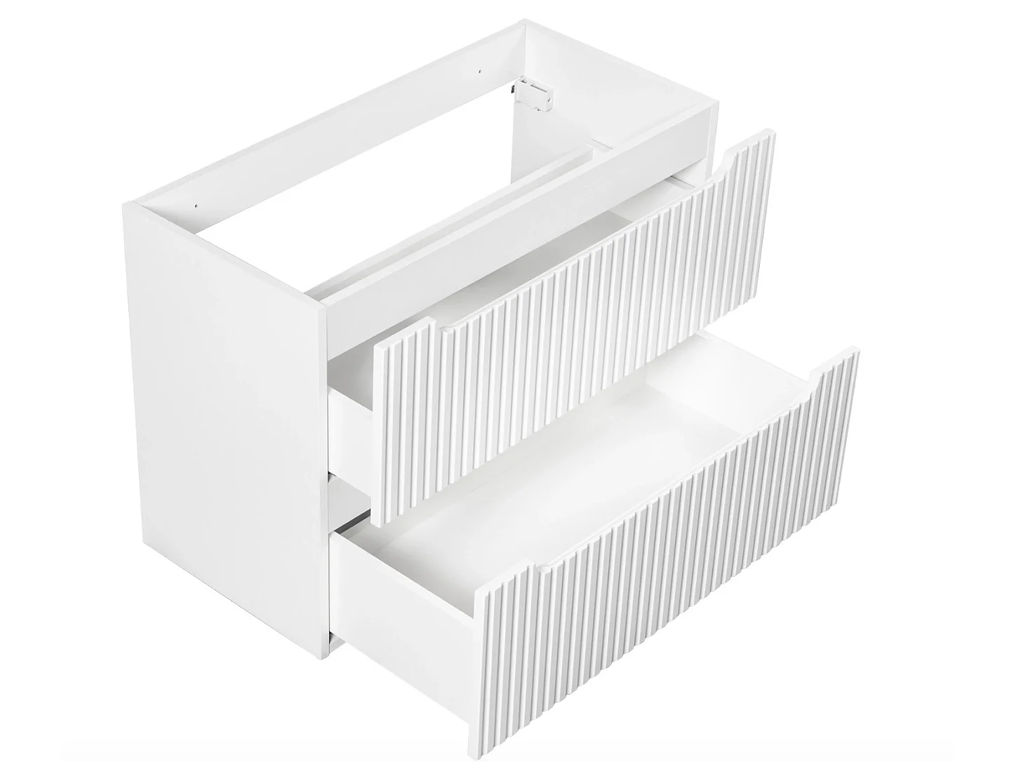 Meuble sous vasque suspendu 2 tiroirs avec plan NOVA-Blanc-Plateau Naturel-Largeur 60 cm