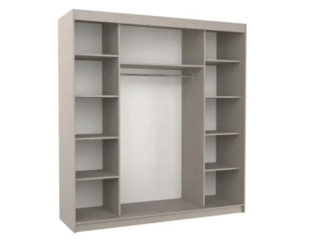 Armoire chambre adulte 2 portes coulissantes DALIA 200cm avec miroir-Taupe