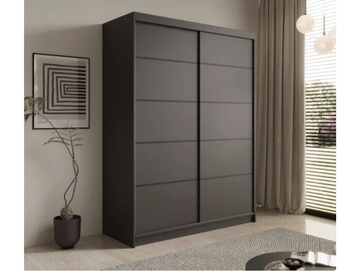 ANLY schuifkast met 2 deuren, 150 cm-Zwart